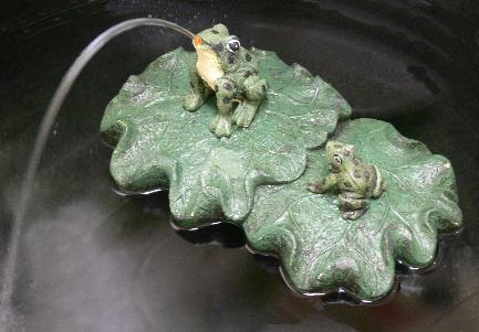 frog on floating lotus water fountain