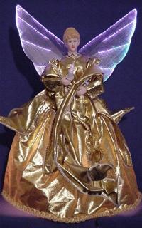 golden dress fiber optic tree top angel